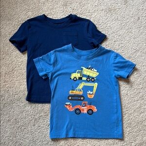 Construction Vehicle Themed Kids T-Shirt Set - Blue and Navy